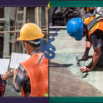 General Contractor vs. Handyman, with one wearing a blue helmet, illustrating teamwork in building projects.